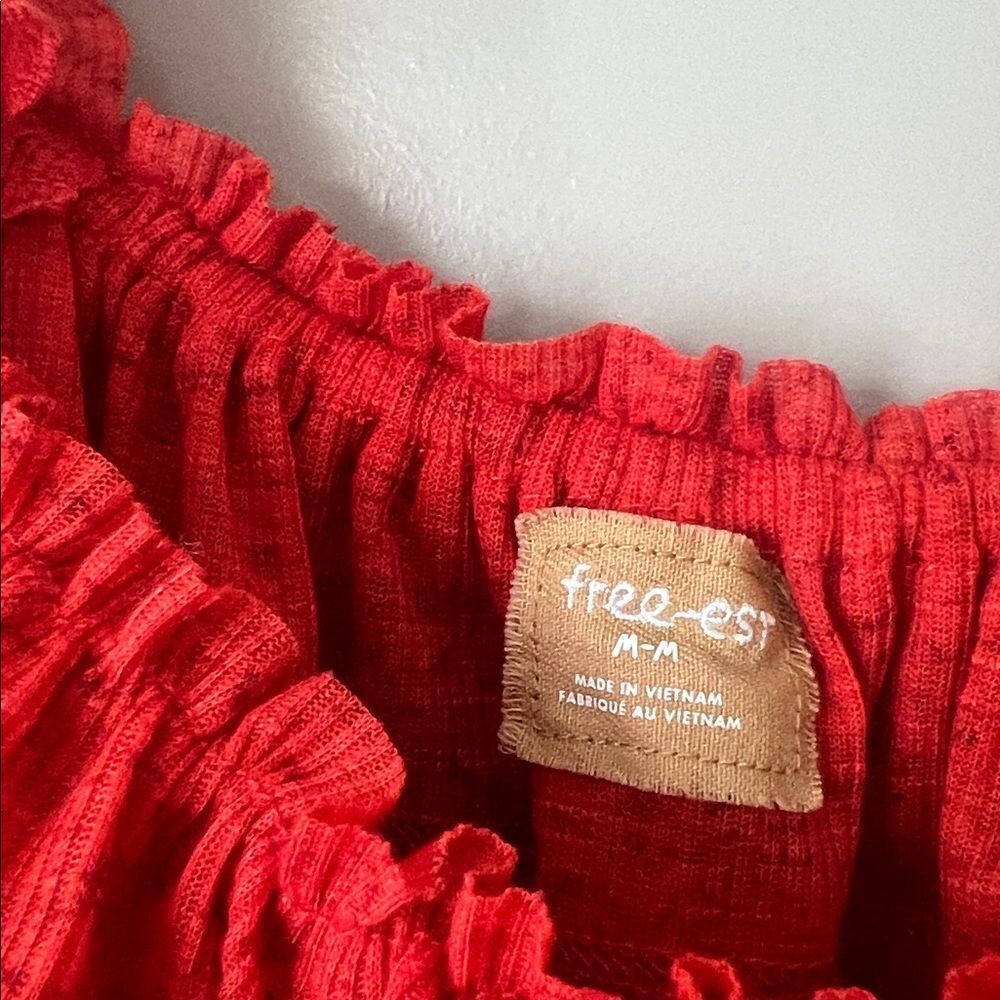 Free People Red Ruffle Tank Top - Picture 5 of 5